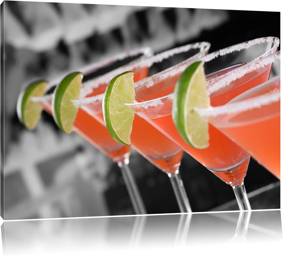 leckere Singapur Sling Cocktails schwarz/weiss Format: 100x70 auf Leinwand, XXL riesige Bilder ferti
