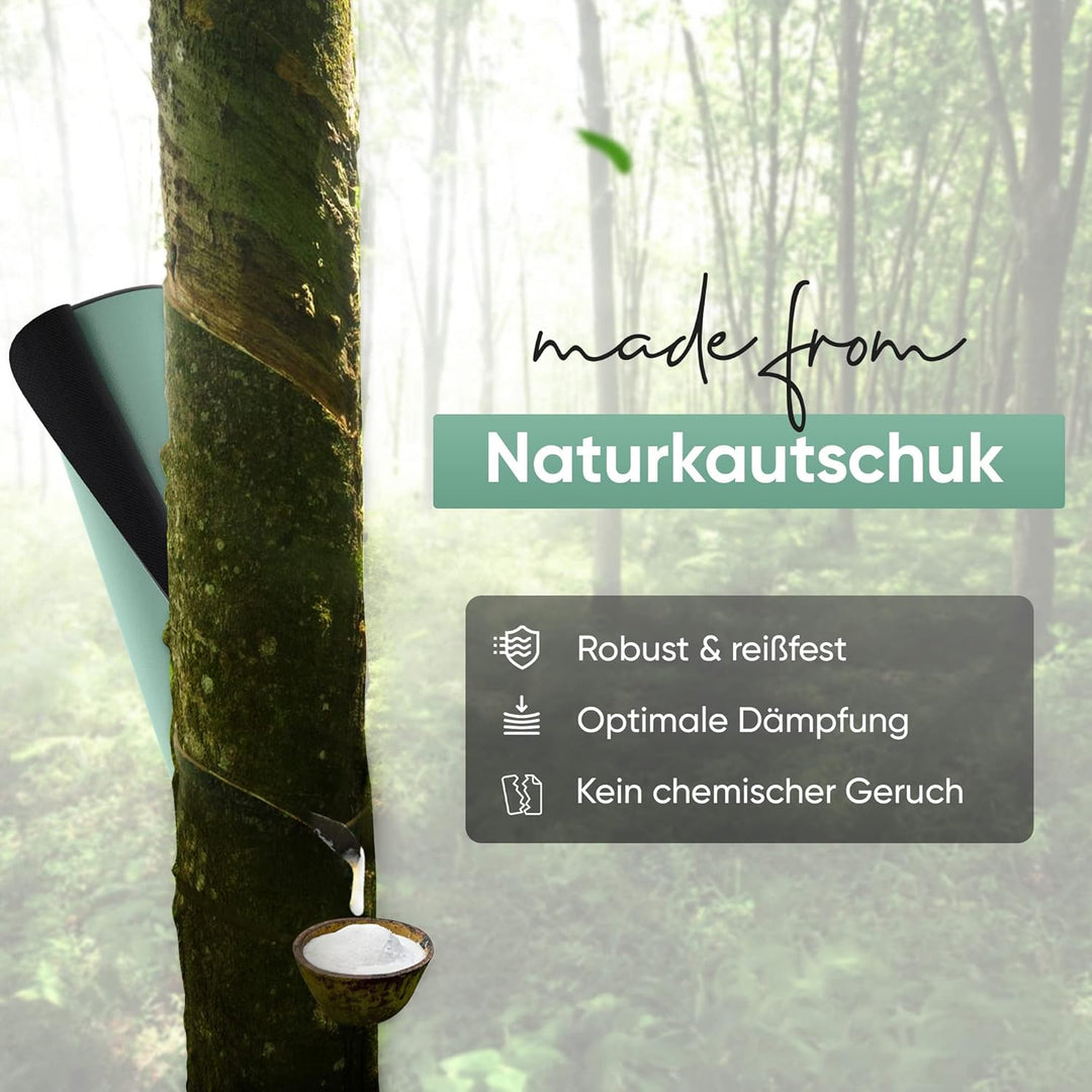 YOGALABS® - Premium Yoga-Matte STUDIO 185 x 68 x 0,4cm (extra gross) inkl. Gurt aus ECO PU & Naturka