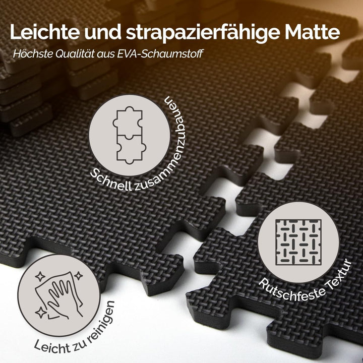 Vivezen - Puzzle-Bodenmatte für Fitness oder Kinderspiel, rutschfest - 18 Stück - Mehrere Farben Sch