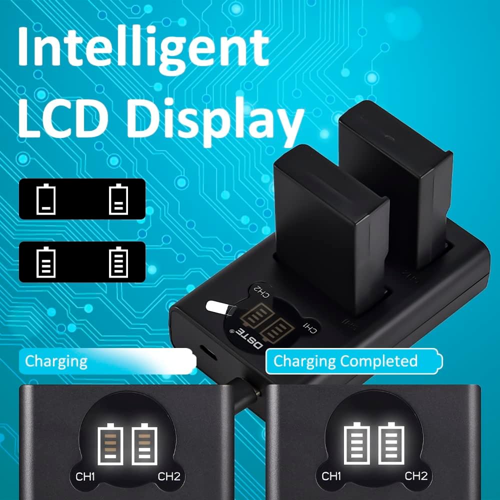 DSTE EN-EL9A EN-EL9 Ersatzakku (2er Pack) und Smart LED Dual USB-Ladegerät Kompatibel mit Nikon D40