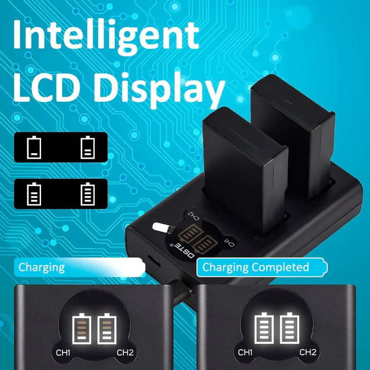 DSTE EN-EL9A EN-EL9 Ersatzakku (2er Pack) und Smart LED Dual USB-Ladegerät Kompatibel mit Nikon D40