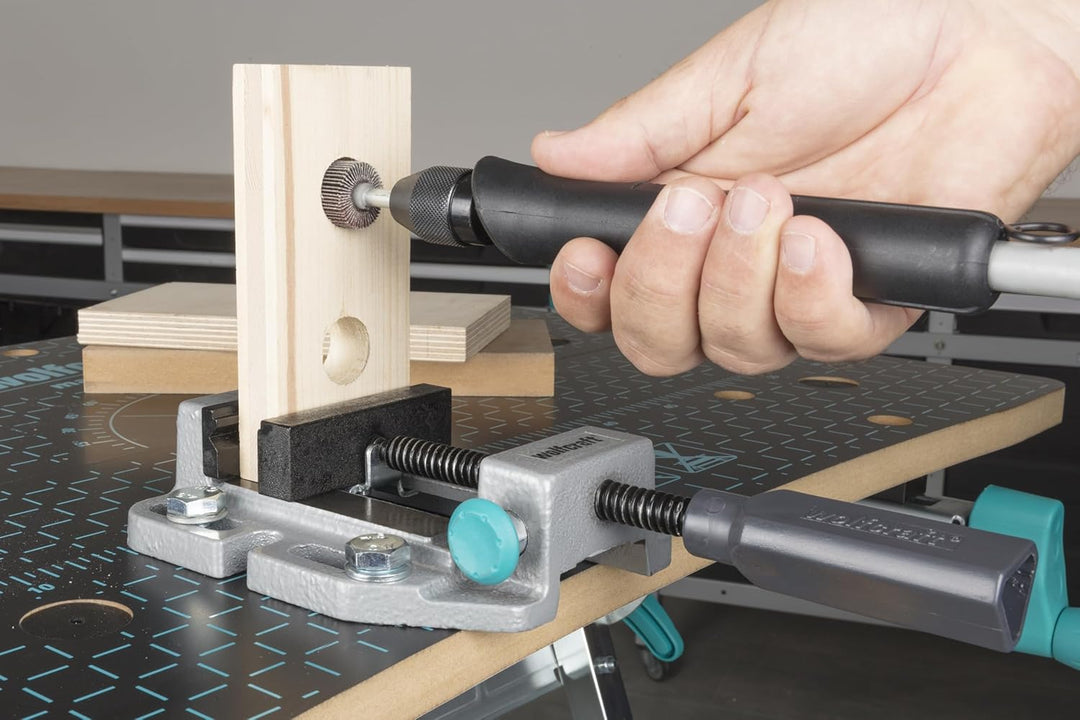 wolfcraft I 3423000 I Maschinenschraubstock I mit Schnellverstellung; Stahlbacke mit horizontalen V-