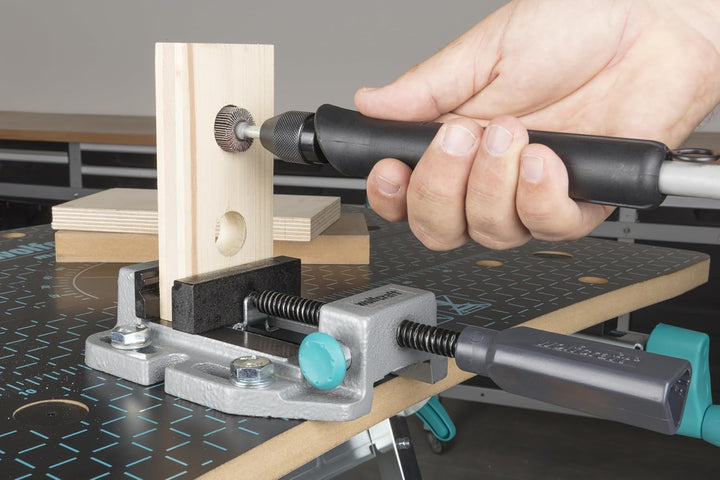 wolfcraft I 3423000 I Maschinenschraubstock I mit Schnellverstellung; Stahlbacke mit horizontalen V-