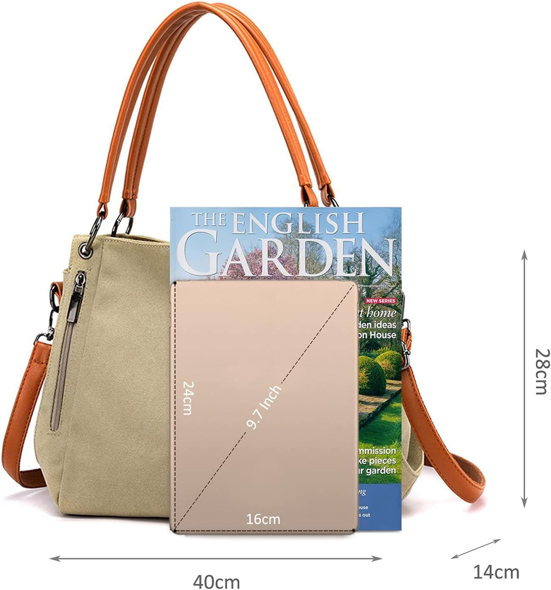 NICOLE & DORIS Damen Handtaschen Gross Canvas Schultertasche Frauen Umhängentasche mit Abnehmbarem S