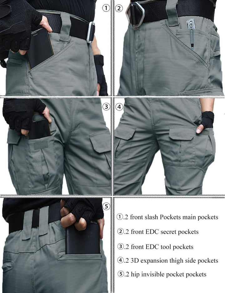 zuoxiangru Wasserfeste Herren Hose Relaxed Fit Tactical Combat Army Cargo Arbeitshose mit Mehrfachta
