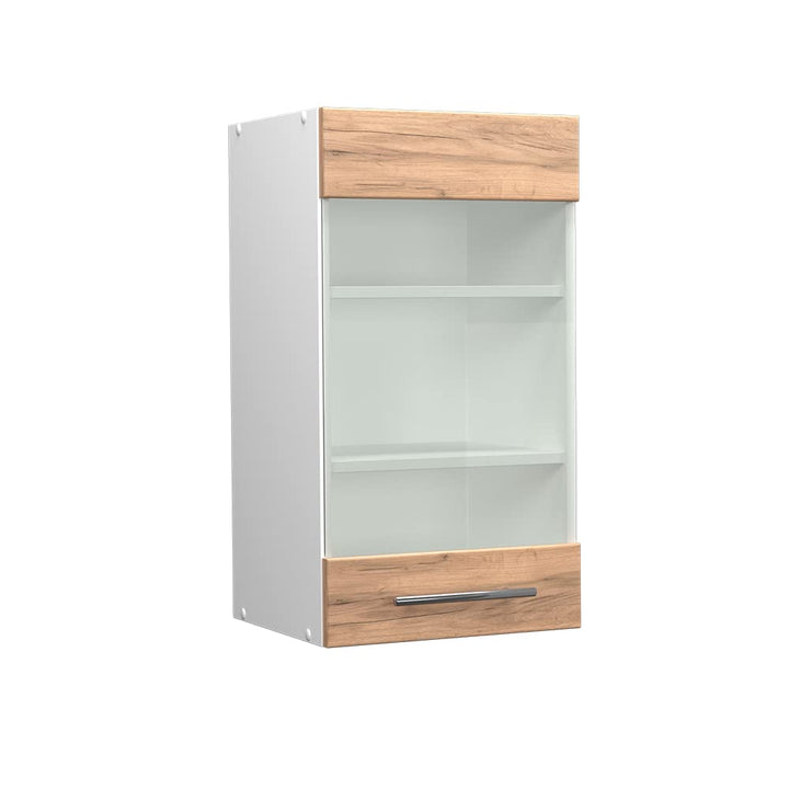 Vicco Küchenschrank Glas Fame-Line, Goldkraft Eiche/Weiss, 40 cm Goldkraft Eiche Hängeglasschrank 40