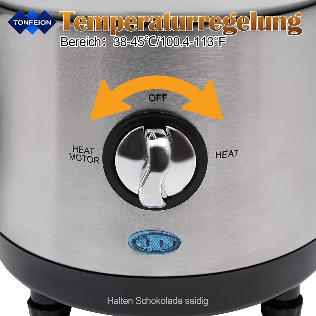 Schokobrunnen Edelstahl - 4 Etagen, 190W Schokoladenbrunnen mit Temperaturregelung, 1.2L Kapazität,