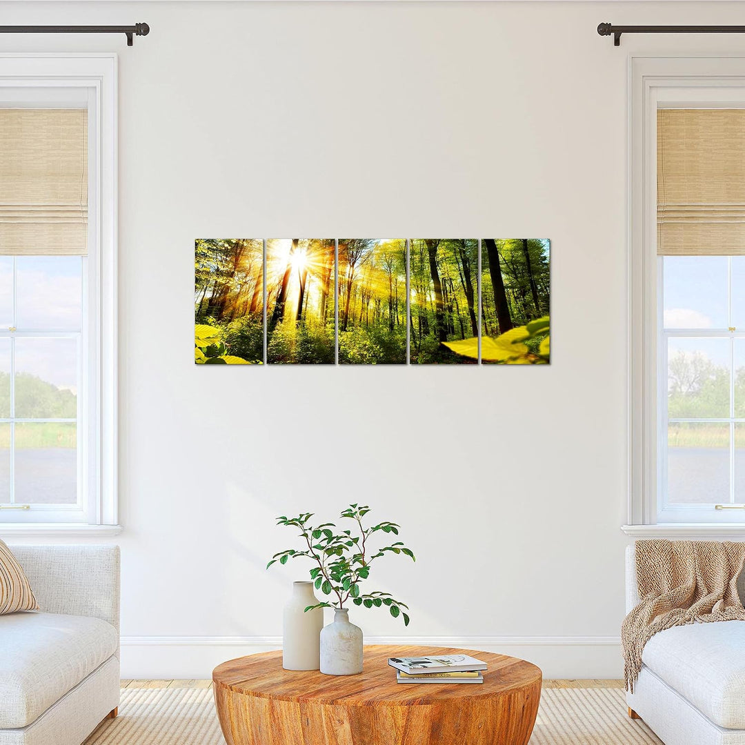 Runa Art Bild Wald Landschaft Wandbilder auf Vlies Leinwand 5 Teilig Wanddekoration Schlafzimmer Woh