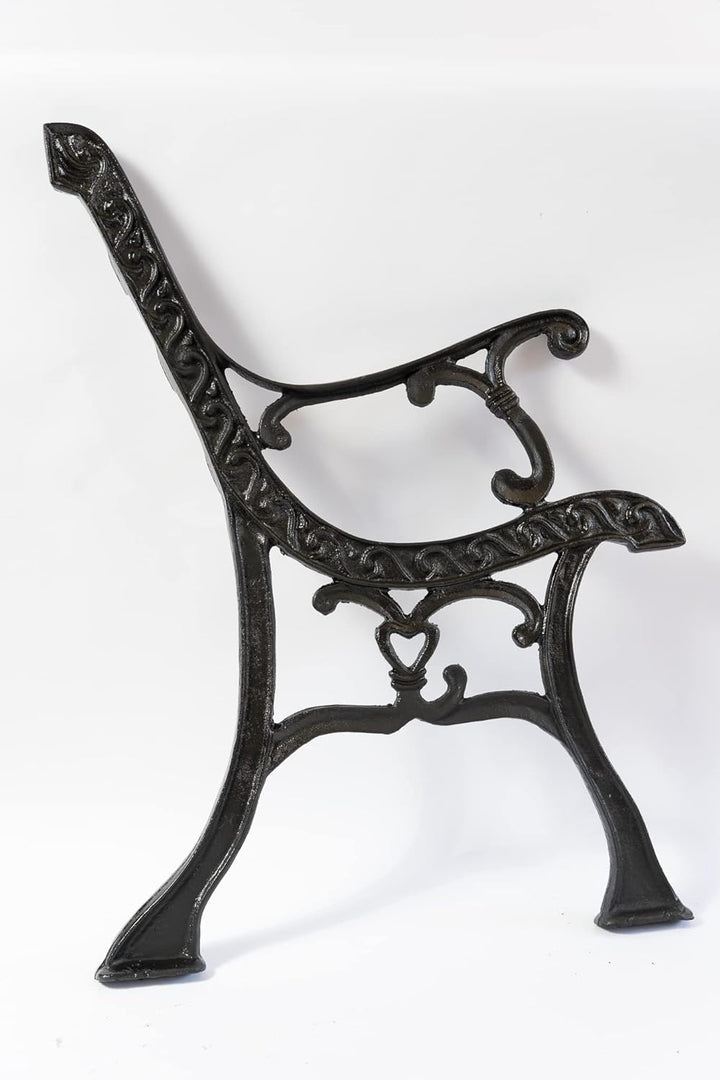 SEZAM Bankfüsse aus Gusseisen Schwarz x 2 Stück, mit Rückenlehne &amp; Armstütze - 56,5 x 38 x 77,5 cm,
