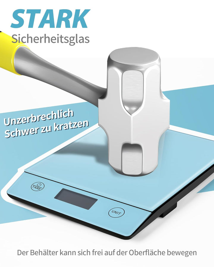 Küchenwaage Digital 10KG Küchenwaagen Glas Digitale Waage Elektronische Haushaltswaage zum Backen, T
