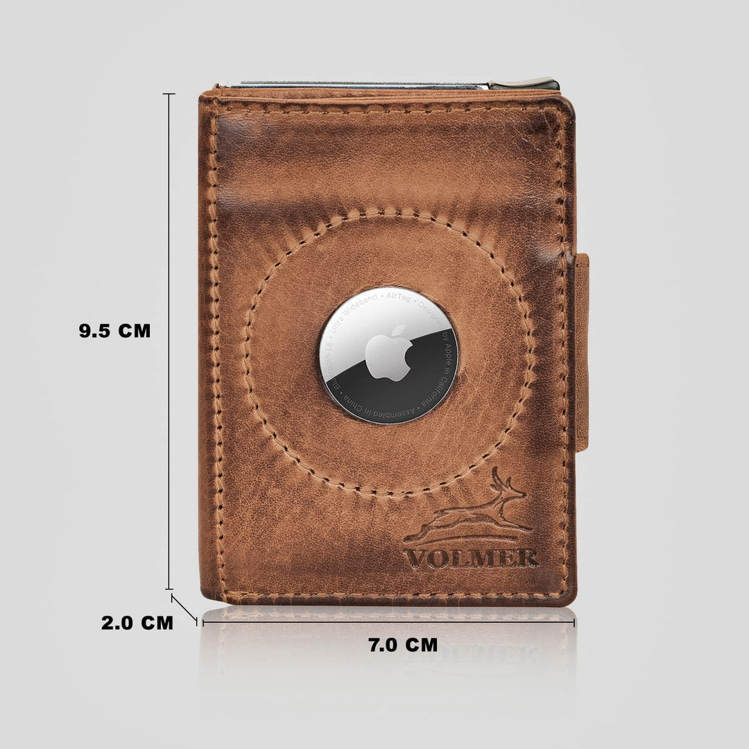 Fa.Volmer ® Herren Ledergeldbörse aus echtem Leder | Hochformat | Air Tag | RFID-Schutz | Karten-Etu