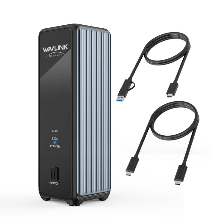 WAVLINK Duales M.2 NVMe SSD Gehäuse, USB3.2 Gen 2x2 20Gbps, PCIe NVMe M Key & B+M Key, Unterstützt U