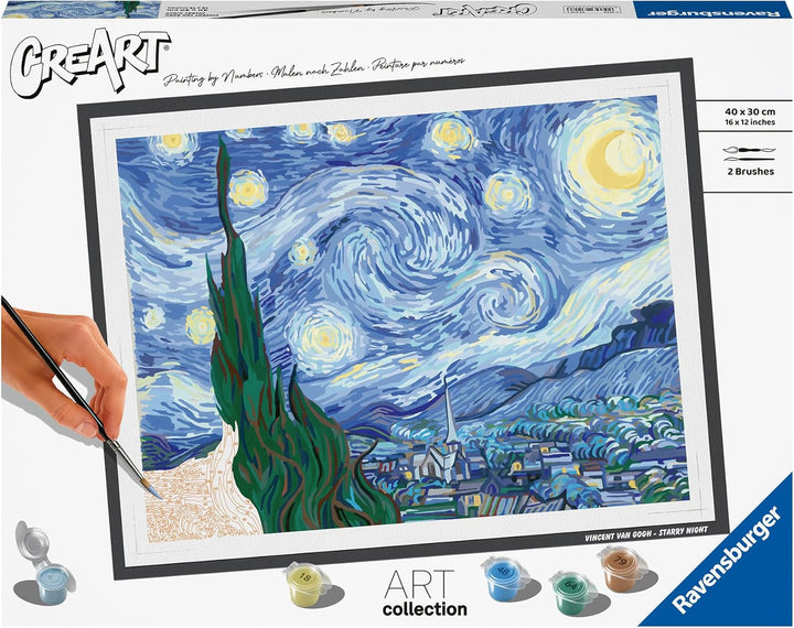 Ravensburger CreArt 23518 - Die Sternennacht (Vincent Van Gogh) - Malen nach Zahlen Erwachsene, DIY
