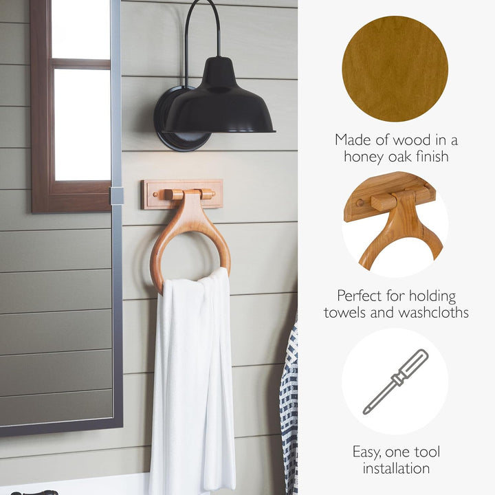 Design House 561191 Dalton Handtuchring, Wandmontage, Badaccessoire, Eiche Honigholz, Honigeiche, On