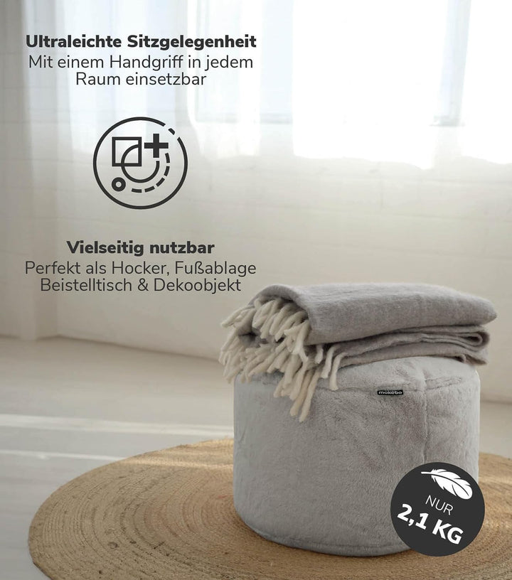 mokebo Pouf XL Hocker aus Kunstfell &