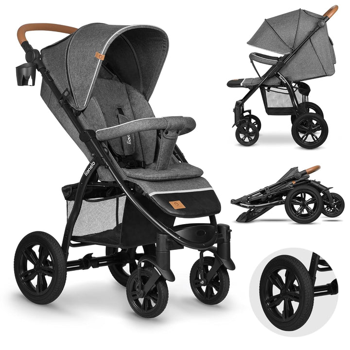 LIONELO Annet Tour Kinderwagen bis 22 kg, verstellbarer Griff, zusammenklappbar, verstellbare Rücken
