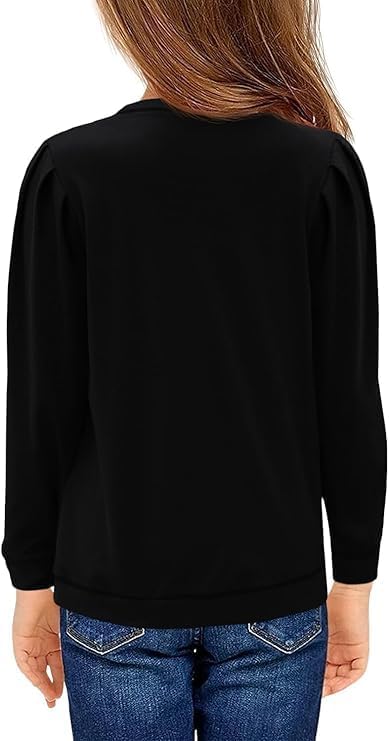 Haloumoning Mädchen Langarm T-Shirt Baumwolle Rundhals Top Leichtgewicht Sport Langarmshirt Basic Ca