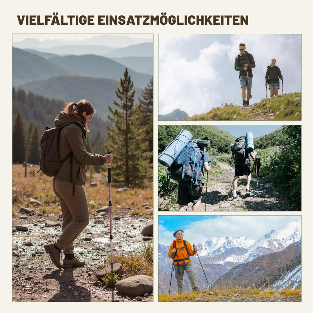 Nordic Walking Stöcke für Damen und Herren, 2PC wanderstöcke teleskop faltbar, Hochwertige Walking S