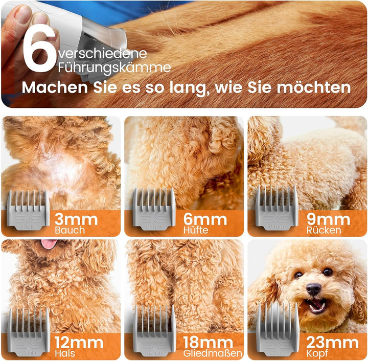 oneisall Hundeschermaschine mit Tierhaar Staubsauger, 7in 1 Profi Haustierpflegeset, leise Schermasc