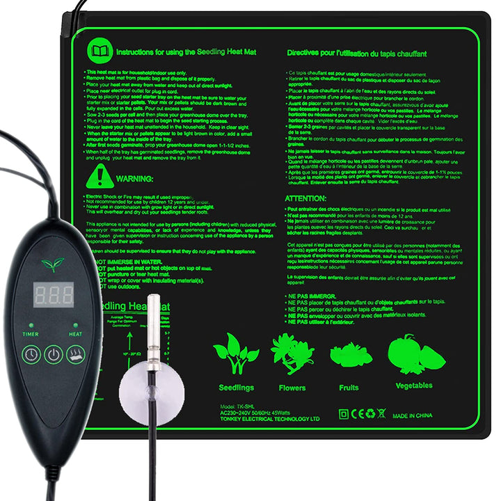 RINBO Einstellbar Heizmatte Warmematte, Heizmatte Pflanzen mit 6 Timer und 6 Temperaturstufen Warmem