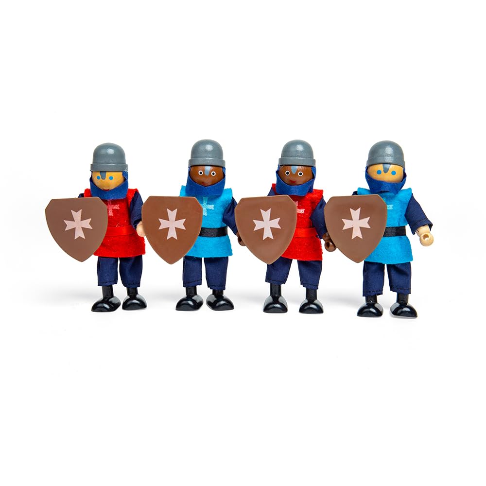 Bigjigs Spielzeug Holz Mittelalterliche Ritter - Holzpuppenhaus Figuren, Spielset
