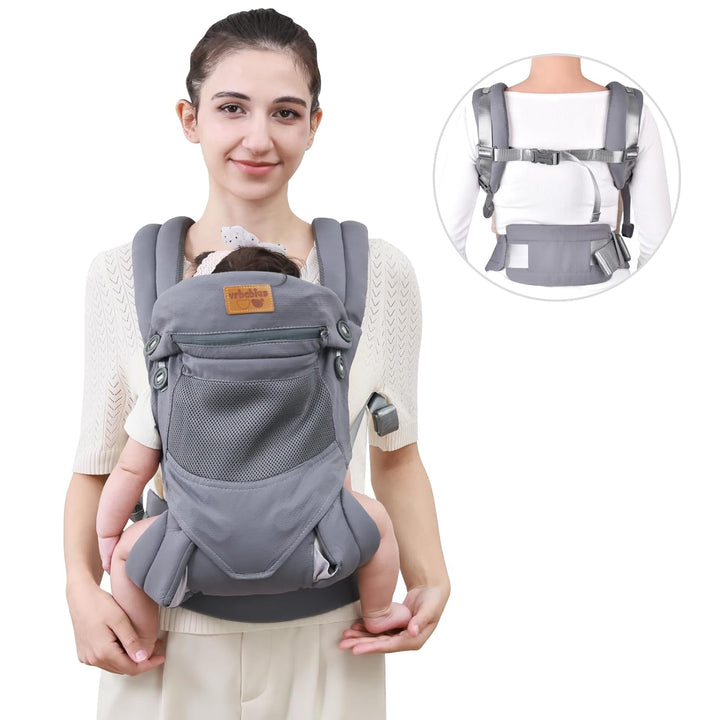 Babytrage für Neugeborene ab Geburt, Weich Atmungsaktiv Babytrage mit verstellbarem Hüftgurt Schulte