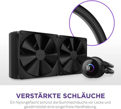 NZXT Kraken 280 - RL-KN280-B1-280mm AIO CPU Wasserkühlung - 1,54" LCD Display 240x240-2x140mm PWM Fa