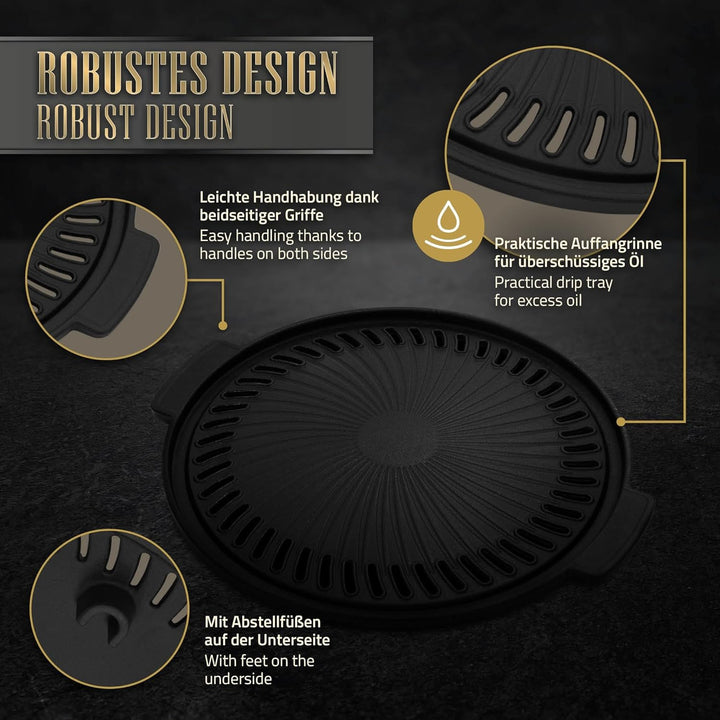 BBQ#BOSS Raketenofen mit Grillpfanne, Tragetasche, Silber, Edelstahl, Gusseisen Grillplatte, Camping