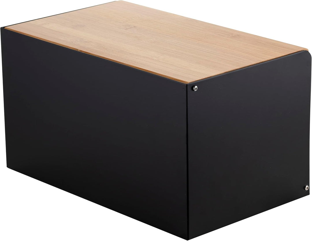 Florina Brotkasten BRUSTO 35,5 x 21,5 x 19,5 cm I Brotbox aus Stahl und Bambus-Deckel I Geräumiger u