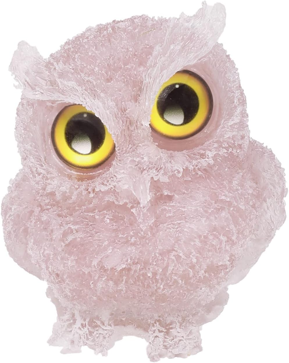 KYEYGWO Rosenquarz Nette Kristall Eule Figur Ornamente, Mini Stein Käuzchen Statuen Harz Tier Skulpt