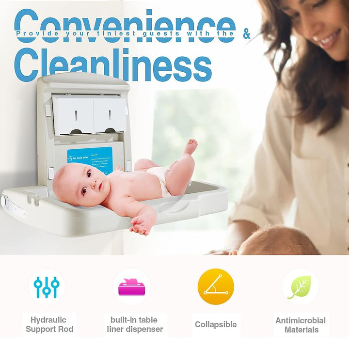 modunful Wickelkommode mit Schild, Wandmontierte Wickelkommode, Wickeltisch für gewerbliche Toilette