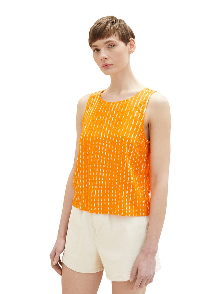 TOM TAILOR Denim Damen Blusen Top mit Bindedetail & Muster S 31713 - Mango Batik Vichy Print, S 3171