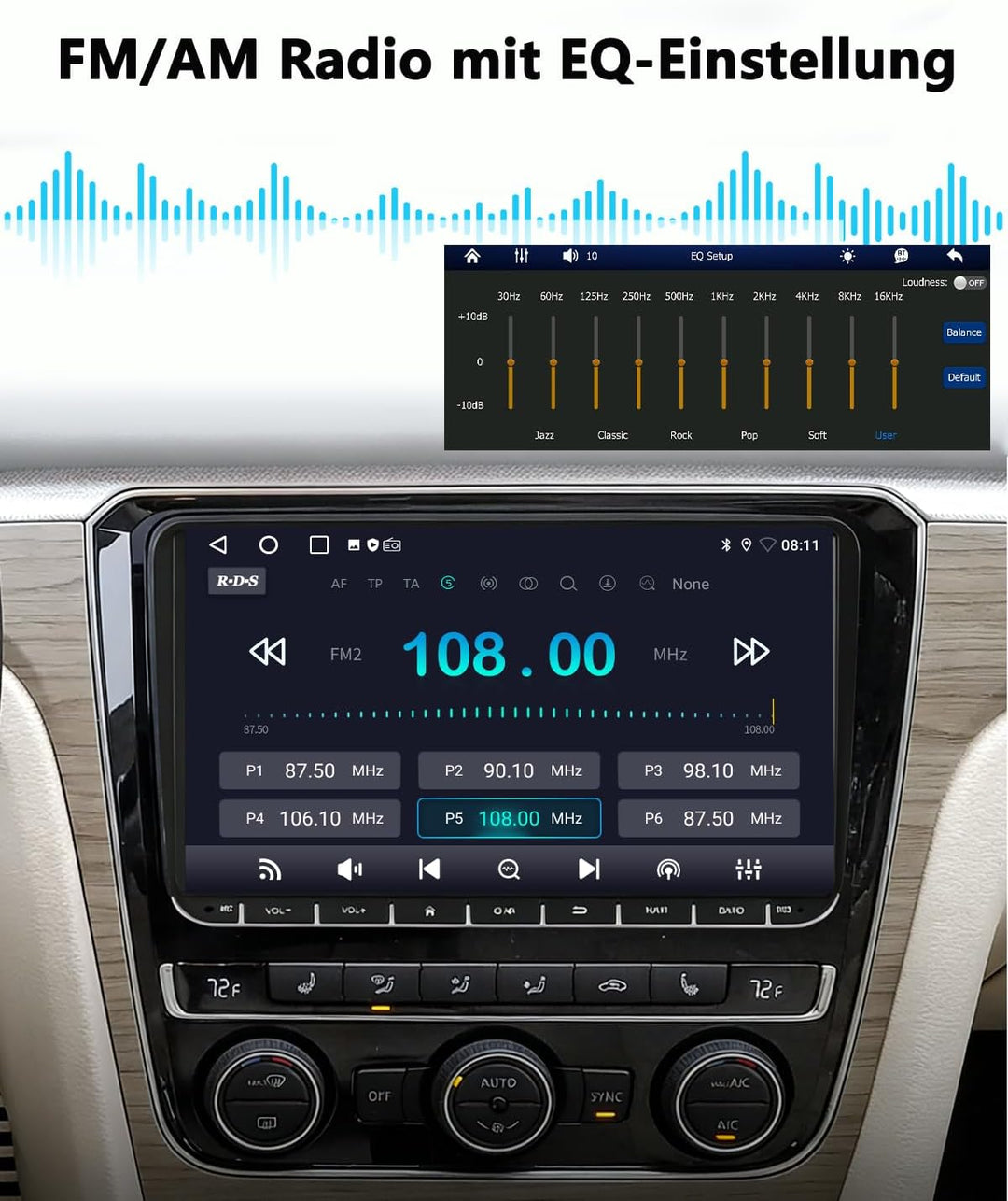 ESSGOO 4+64G Autoradio 9 Zoll Wireless Auto Radio Carplay Android 15 Car Stereo Für VW Golf 5 6 Tour