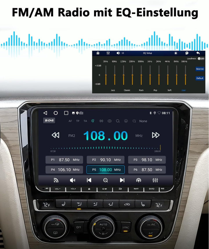 ESSGOO 4+64G Autoradio 9 Zoll Wireless Auto Radio Carplay Android 15 Car Stereo Für VW Golf 5 6 Tour