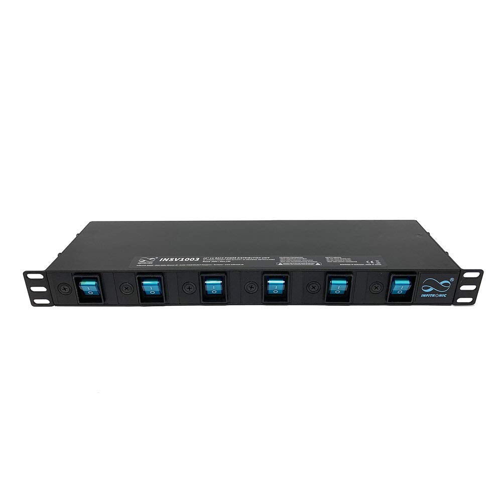 Infitronic - INSV1003-19 Zoll 1HE 6-Kanal-Schaltkonsole Steckdosenleiste Stromverteiler DJ Switch (e