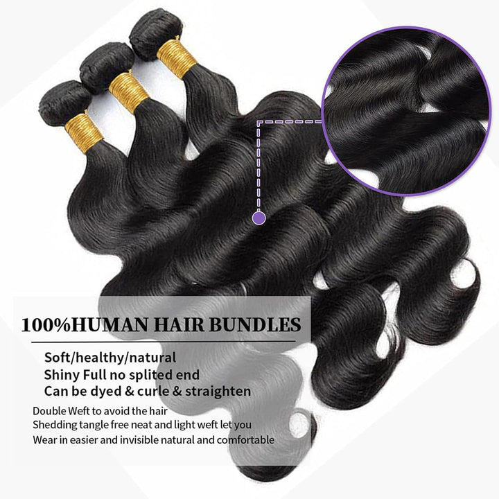 Body Wave Bundles Human Hair Echthaar Tressen Extensions Menschliches Haar Extensions 3 Bundles 100g