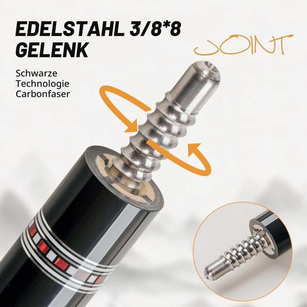KONLLEN KL-15F Serie Billardqueue Aus Kohlefaser, Professionelle Carbon Queue, Lederumwicklung/ohne