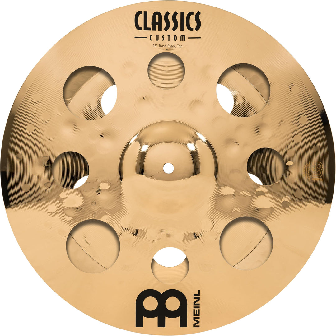 Meinl Cymbals Classics Custom Brilliant Trash Stack 16 Zoll (Video) Schlagzeug Becken mit Löchern –