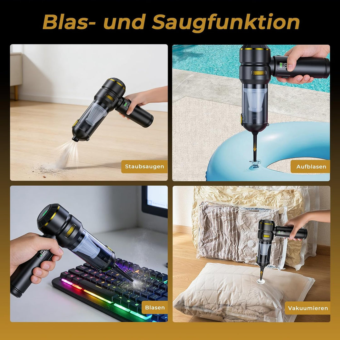 HOVIN Handstaubsauger Akku - 24000PA Autostaubsauger Akku,（CE-Kennzeichnung）,3-Gang Autostaubsauger