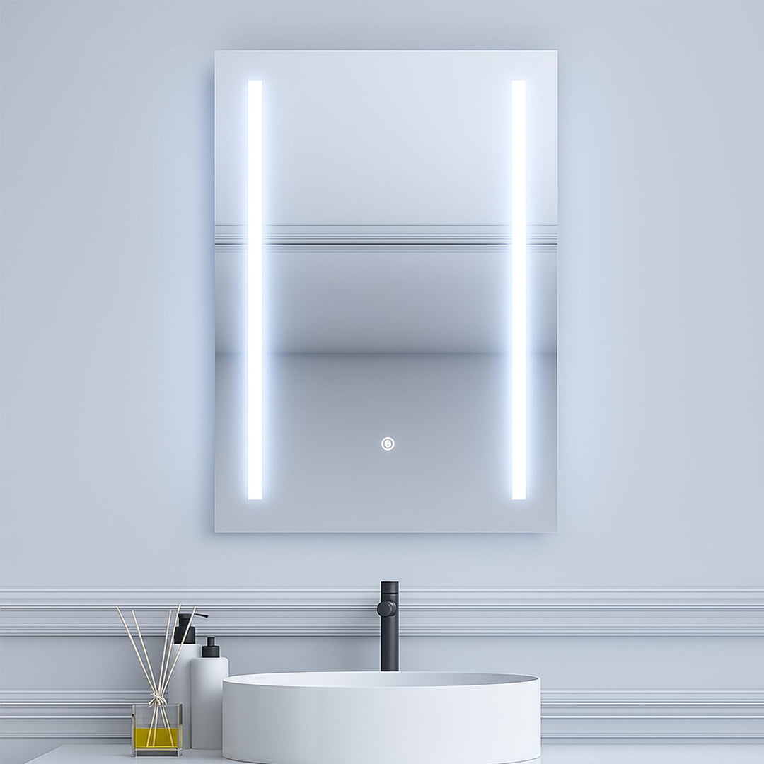 50x70 cm LED Badspiegel mit Beleuchtung Badezimmermit Touch-Schalter, 3 Lichtfarben, Badezimmerspieg