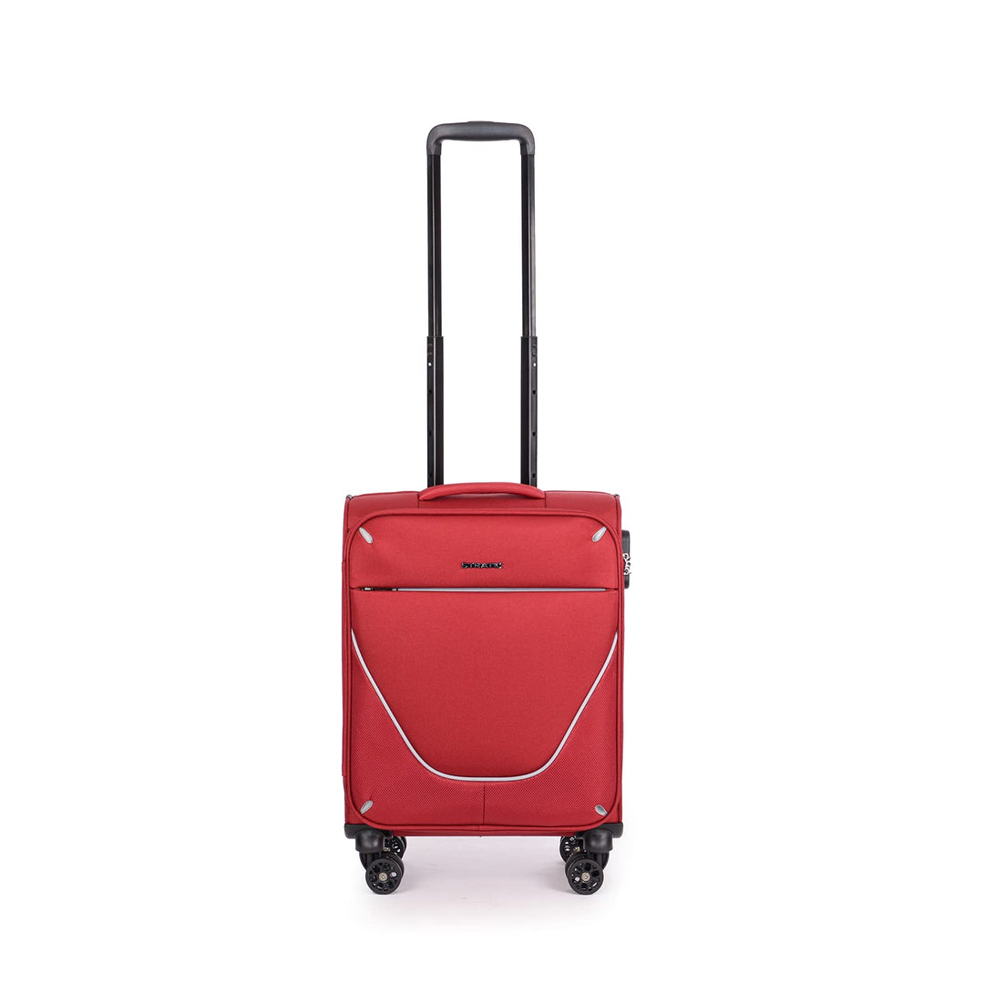 Stratic Strong Koffer Weichschale Reisekoffer Trolley Rollkoffer Handgepäck, 4 Rollen, Grösse S, Rot