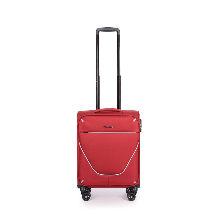Stratic Strong Koffer Weichschale Reisekoffer Trolley Rollkoffer Handgepäck, 4 Rollen, Grösse S, Rot