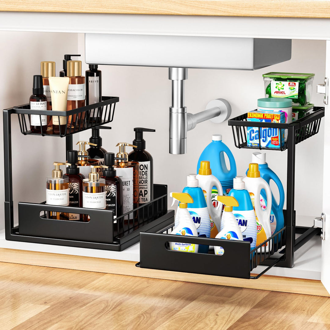 Cocolemon Metall Unter Waschbecken Regal, 2 Stücke Küche Schrank Organizer mit Schublade, Grosse Kap