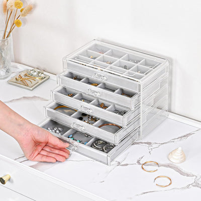 ProCase Acryl Schmuck Organizer Schmuckschatulle für Damen Durchsichtige Schmuckaufbewahrung Schmuck