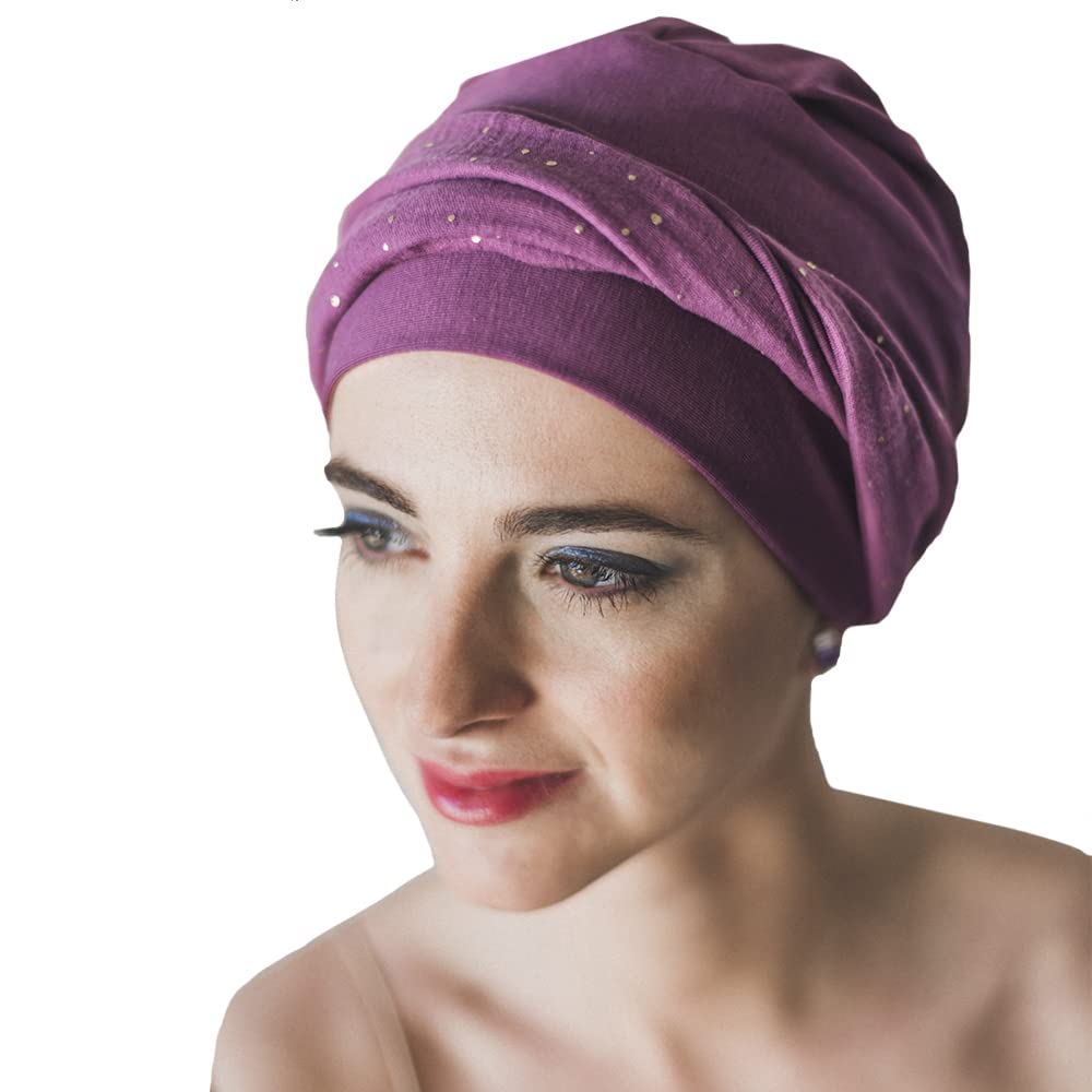 CAREBELL Elegance Malva Gold Bambus-Turban für Haarausfall