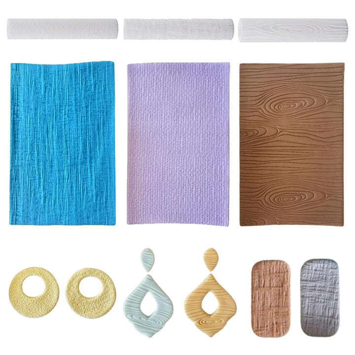 3 Stück Polymer Clay Struktur Roller Resin Prägung Töpferwerkzeug Ton Textur Roller Prägerollen Für