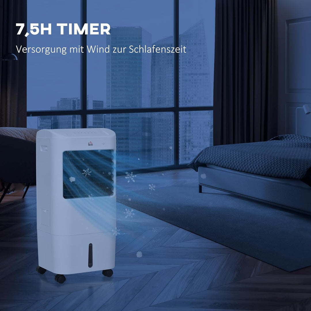 HOMCOM 3 in 1 Mobile Luftkühler mit Wasserkühlung und Luftbefeuchtung 15L Wassertank 60°oszillierend