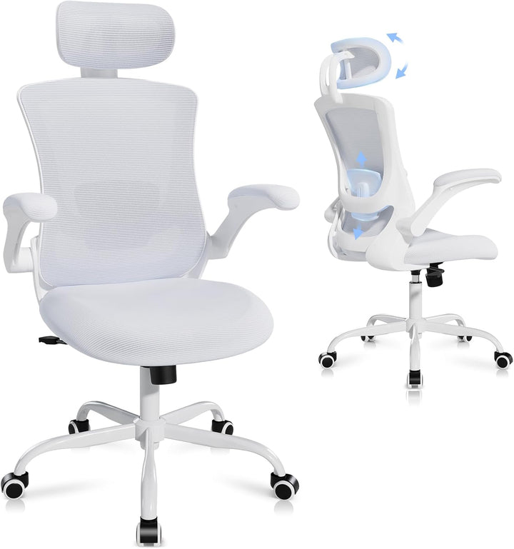 COLAMY Bürostuhl Mesh Computerstuhl, Bürostuhl Ergonomisch, Arbeitsstuhl mit Verstellbarer Kopfstütz