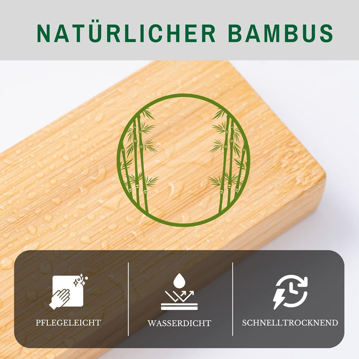CHEFGASTRO Magnetleiste magnetische Messerleiste Messerhalter aus Bambus, 6,2x40x2,1cm, mit 3 silber