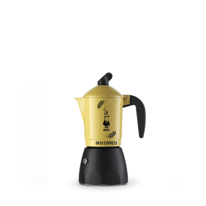 Bialetti Moka Orzo Express Caffettiera con Orziera, Alluminio, Giallo, 2 Tazze 2 Tassen, 2 Tassen